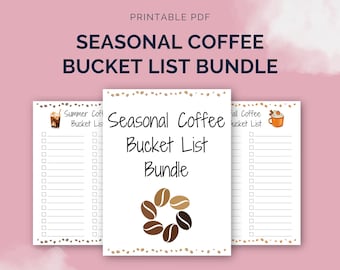 Coffee Themed Bucket List Bundle | Coffee Bucket List | Coffee Bucket List Journal | Seasonal Bucket List | Digital Coffee Bundle