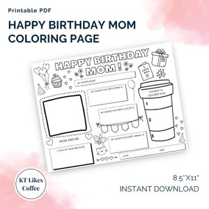 Alles Gute zum Geburtstag Mama Malseite | Alles über Mom Tischset Aktivitätsblatt | Geburtstagskarte für Mama | Fakten über Mama