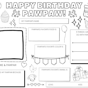 Happy Birthday Grandfather Coloring Page | Happy Birthday Activity