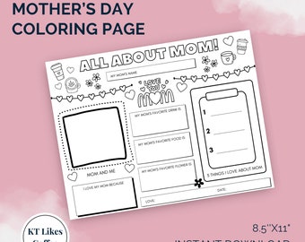 Mother's Day Coloring Page: 'All About Mom' Activity (Digital Download)