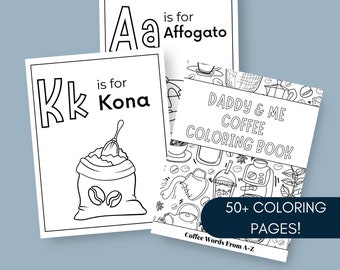 Coffee Coloring Book | Printable Coloring Book for Kids and Adults | 50+ Pages | Coffee Words from A to Z | Digital Coffee Coloring Pages