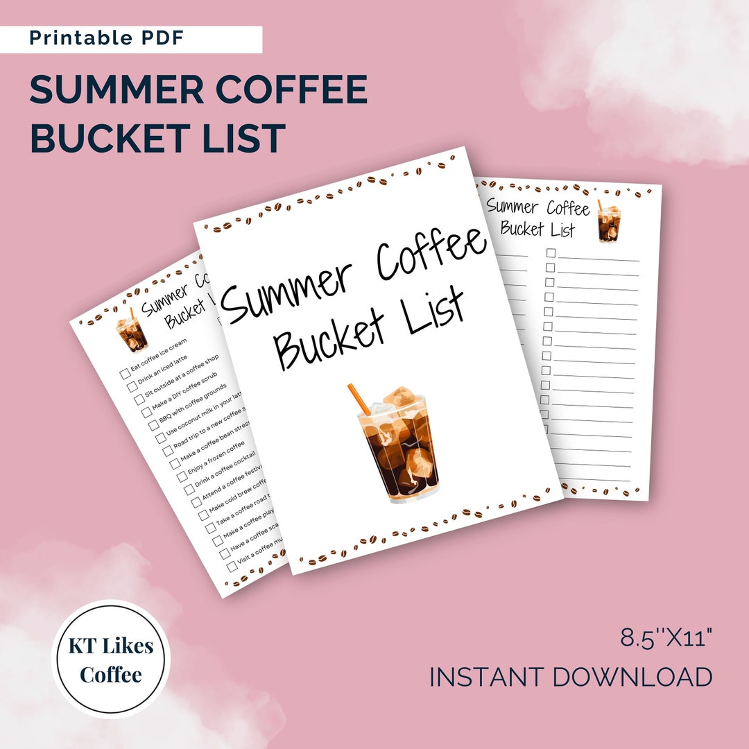 Summer Coffee Bucket List Printable Seasonal PDF for Coffee Lovers