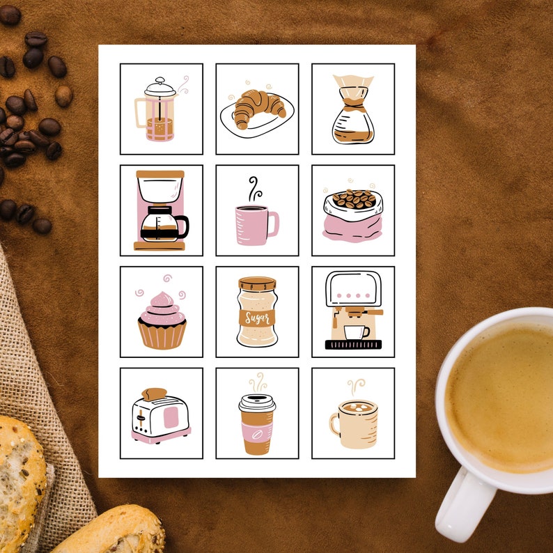 Coffee Memory & Matching Game Instant Digital Download Preschool