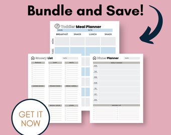 Family Meal Planner Bundle | PDF Printable Meal Kit + Toddler Meal Planner | Bundle and Save!