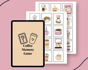 Coffee Memory & Matching Game | Instant Digital Download | Preschool, Toddler, Kids Game | Printable Coffee Game | Fun Coffee Theme