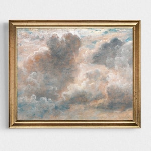 Vintage Cloud Painting Oil Art Clouds Sky Art Print Vintage Muted Antique Fine Art Print Neutral Wall Art Blue Beige Wall Art Vintage Prints