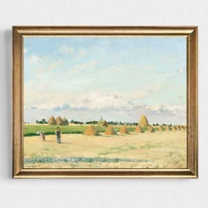 Camille Pissarro campo di grano pittura di paesaggio di campagna francese mietitori nel campo di grano pittura stampa di paesaggio di campagna francese vintage
