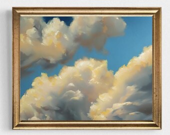 Cloud Oil Painting Art Print: Calming Sky Wall Decor