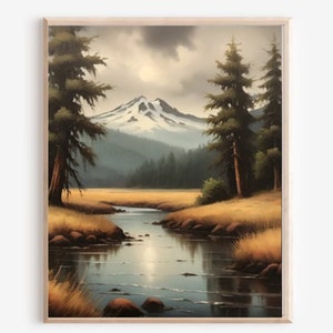 Mount Hood Art Print: Oregon Landscape, Mountain River, Pine Trees