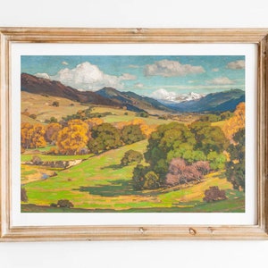 California Landscape Vintage Painting Autumn California Landscape Print California Valley with Trees Landscape Print Farmhouse Wall Art