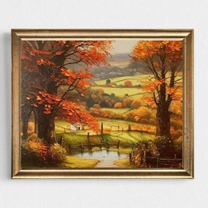 Vermont Painting Autumn Country Landscape Art Print Fall Trees Art Print New England Country Lake Art Fall Wall Art Countryside Oil Painting
