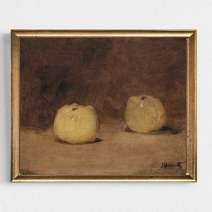 Two Apples Still Life Vintage Print-Antique Still Life with Apple Print-Minimalist Fruit Still Life Print-Vintage Farmhouse or Kitchen Decor