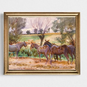 John Singer Sargent Mules Print: Vintage Farmhouse Wall Art