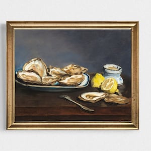 Antique Replica Still Life with Oysters and Lemons Art Print Antique Replica Still Life with Oysters and Lemons Art Print