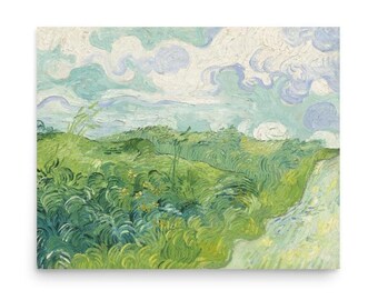Stampa artistica di Van Gogh Campo di grano: Campi verdi Auvers, Paesaggio vintage