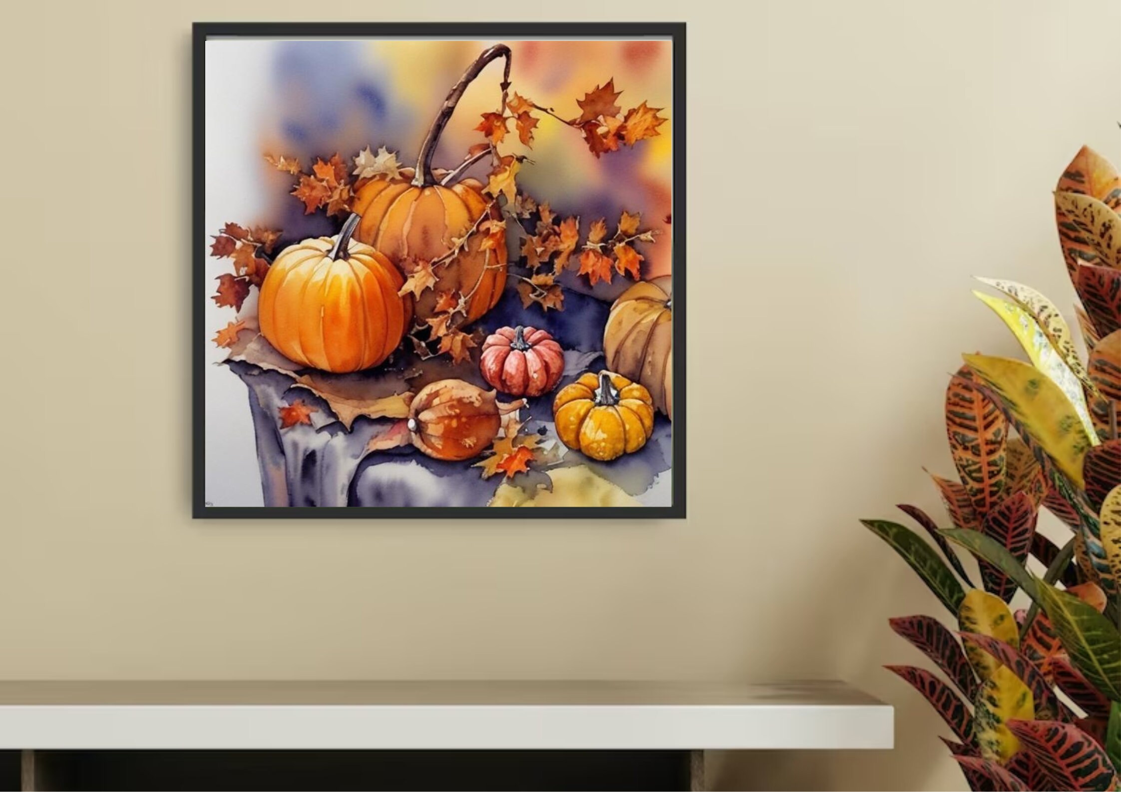 Kürbis-Duschvorhang Herbst-Motiv – 180x180 Cm, 100 % Polyester, Mit Haken, Rustikales Bauernhaus-Design