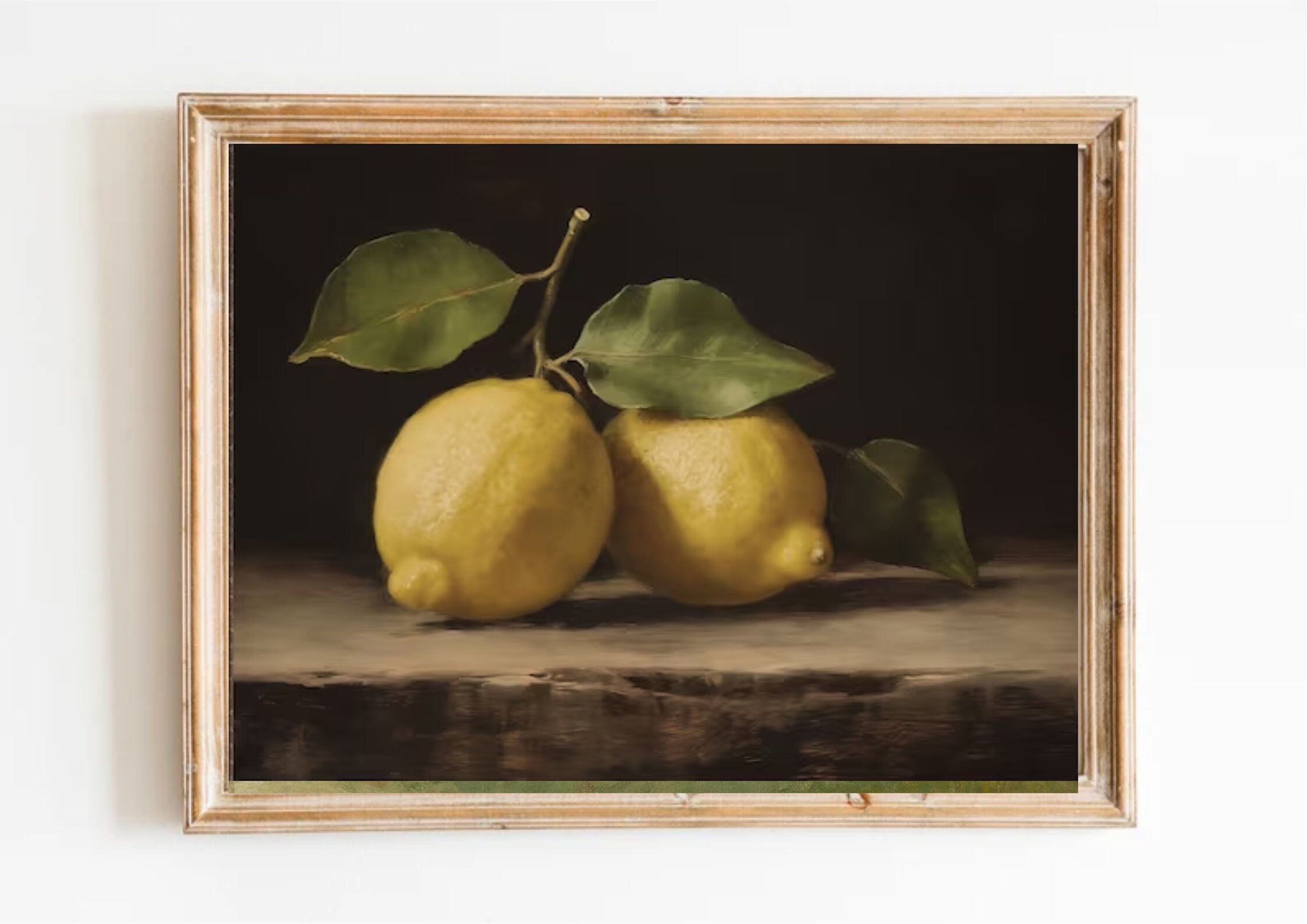 Lemons Painting Moody Still Life Vintage Oil Art Print Lemon Art Print ...