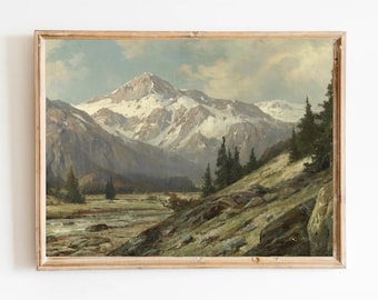 Vintage Colorado Rocky Mountains Oil Painting Art Print