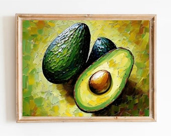 Avocado Oil Painting Print: Kitchen Still Life Wall Art