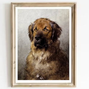 Dog Retriever Oil Painting Dog Art Print Antique Dog Portrait Print Vintage Pet Portrait Wall Art Vintage Living room Farmhouse Wall  art