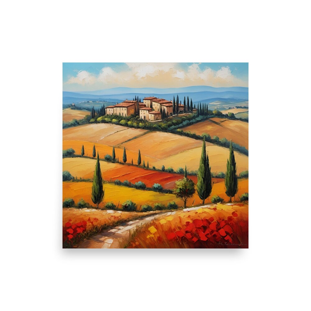 トスカーナの風景画：イタリアの田園風景の油絵 - Etsy 日本