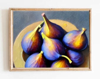 イチジクの絵画 フルーツイチジクの壁アート装飾 新聞アート フルーツ