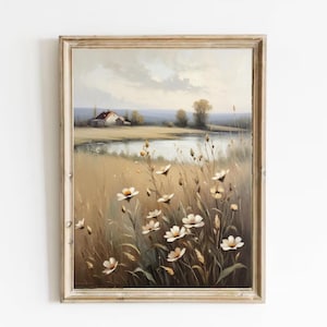 Marsh Painting Charleston Lowcountry Landscape Art Print Wildflowers Meadow Art Salt Marsh Landscape Vintage Style Wall Art Marsh Flowers