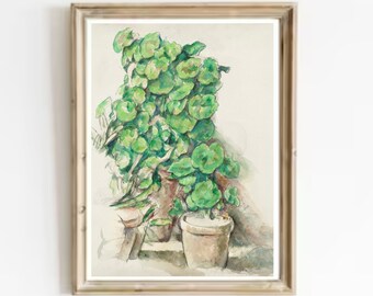 Cezanne Geraniums Vintage Art Print: Botanical Still Life