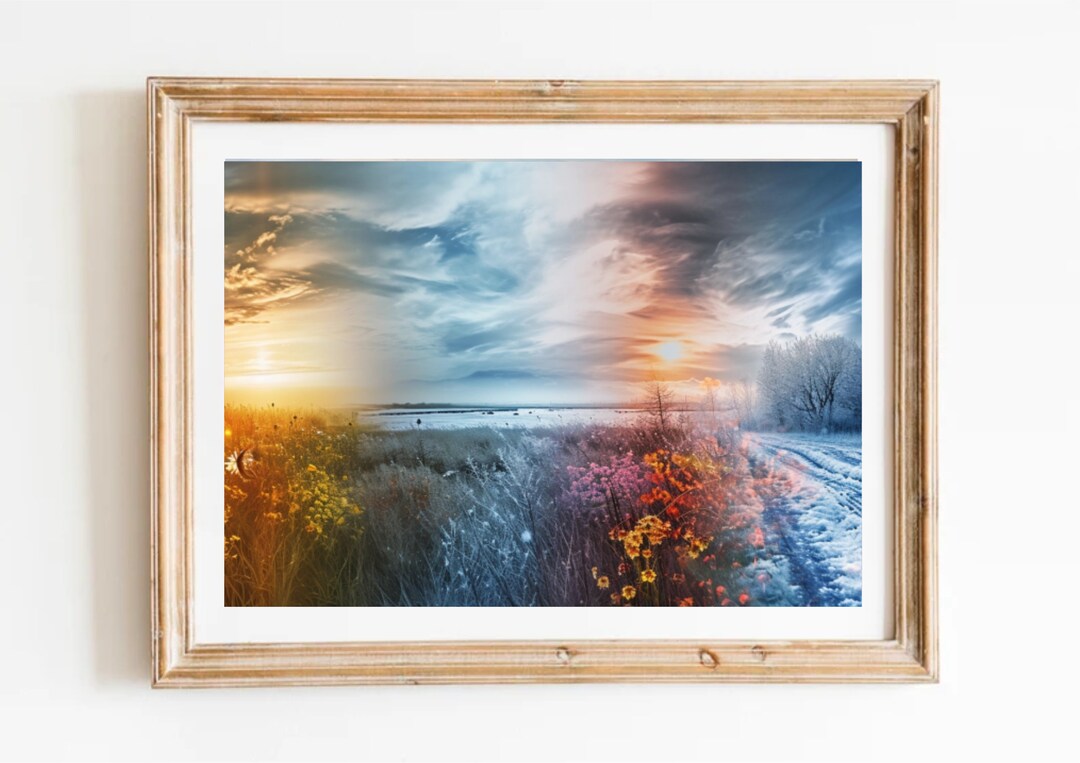 Four Seasons Landscape Art Print: Seasonal Wall Decor - Etsy