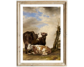 Kühe und Stiere: Kunst auf dem Bauernhof Vintage Art Print