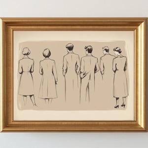 Vintage Figure Drawing Print: Abstract Line Art Sketch