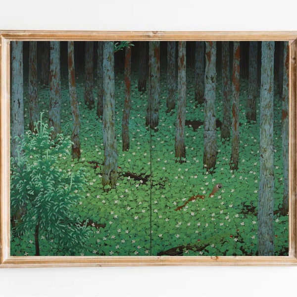 Katayama Bokuyo : "Mori (Forest)" -1928 Forest Painting Woodland Print Forest Landscape Vintage Painting Japanese Poster Trees Wall Art