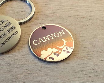 Colorful Engraved Sunset Pet ID Collar Tag for Dogs or Cats