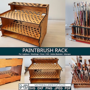Brush Holder Rack for Paintbrushes - Digital Plans and Cut Files