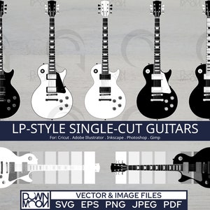 Nauwkeurig Les Paul-stijl gitaar SVG-pakket, gedetailleerde geschaalde digitale vector- en afbeeldingsbestanden - 57 totale bestanden