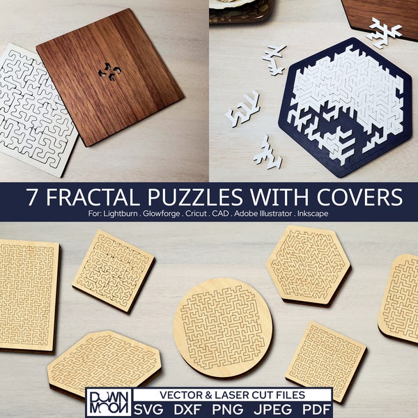 7 Fractal Puzzles with Covers - Digital Files to Make your Own