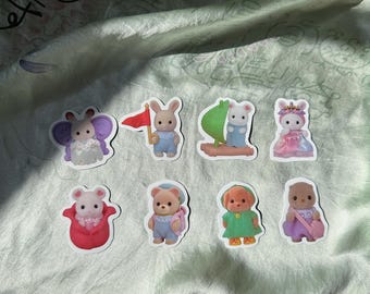 calico critter stickers ! glossy & waterproof #calicocritter sticker blind/mystery bundles ! perfect for laptops, journals, and scrapbooks