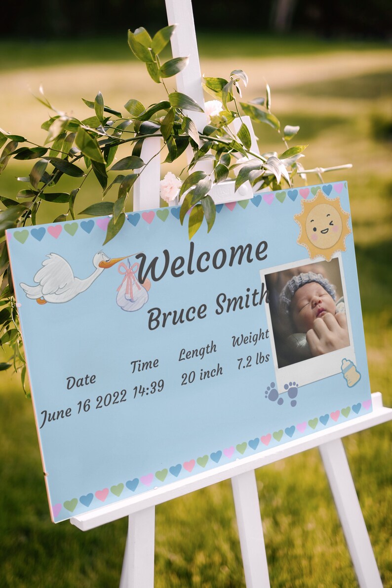 Newborn Announcement Template Baby Information Design Birth Etsy