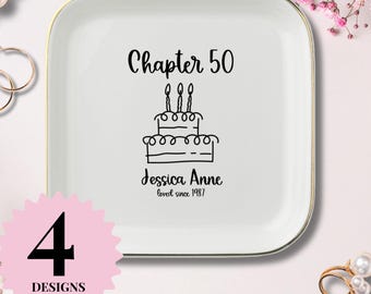 Custom Chapter 50 Jewelry Dish, Personalized 50th Birthday Trinket Tray, 50th Birthday Ring Dish, 5oth Birthday keepsake gift for women