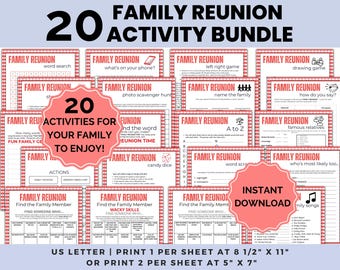 Family Reunion Activities, Family Reunion games, Reunion Bingo Game, printable reunion games, Family Reunion Ideas, Reunion Games bundle
