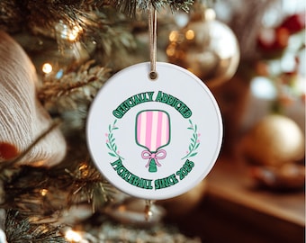 Pickleball Christmas Ornament, Addicted to Pickleball ornament, Pickleball 2025 ornament, Funny Pickleball Gift, Gift for pickleballer