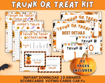 Trunk or Treat Kit, Trunk or Treat Awards, Trunk or Treat Voting cards, Trunk-or-Treat sign-up sheet, printable Halloween Trunk or Treat