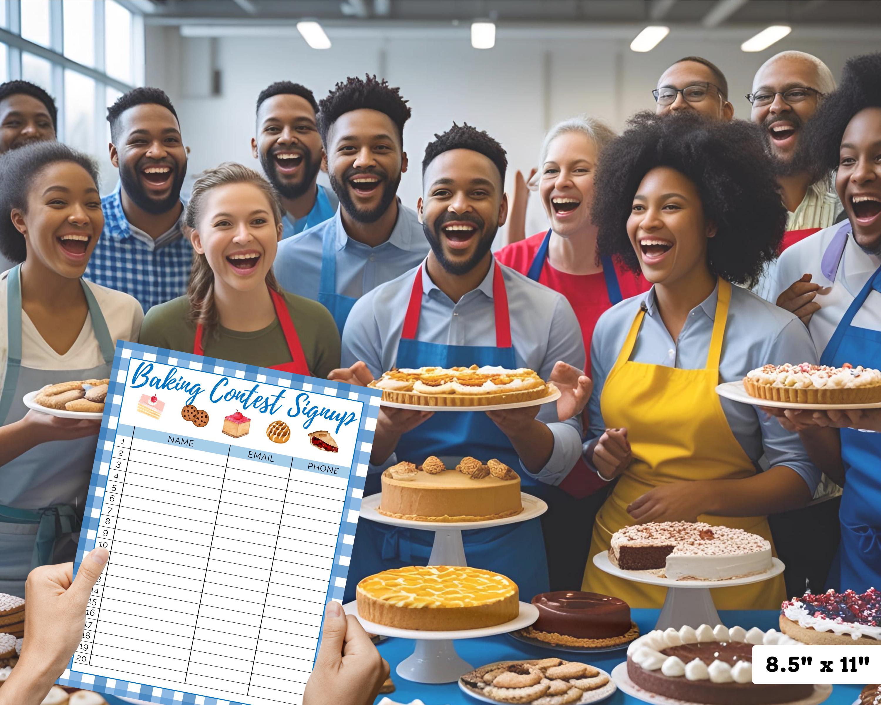Baking Contest Sign up Sheet, Baking Competition Signup Sheets, Bake ...