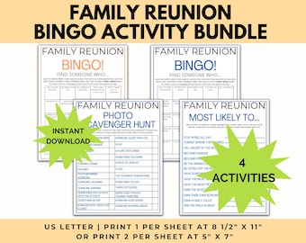 Family Reunion activity pack, family activity, reunion games, reunion bingo game, printable reunion games, family reunion, fun family game