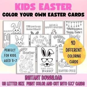 Ostern Kinder Ausmalkarten, druckbare Ostern Handwerk, Ausmalen Aktivität für Kinder, DIY Osterkarten, Kinder hausgemachte Ostern, Ostern Färbung