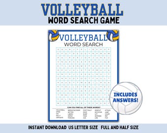 Volleyball Word Search Game, Volleyball team building activity, Volleyball Word game, volleyball team bonding, teen Volleyball activity