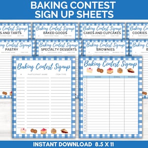 Baking Contest Sign Up Sheet, Baking Competition Signup Sheets, Bake Off sign up, Cookie Contest Signup, Pie Contest Sign-up, Baking sign up