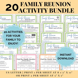 Family Reunion Activities, Family Reunion games, Reunion Bingo Game, printable reunion games, Family Reunion Ideas, Reunion Games bundle