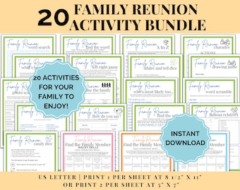 Family Reunion Activities, Family Reunion games, Reunion Bingo Game, printable reunion games, Family Reunion Ideas, Reunion Games bundle
