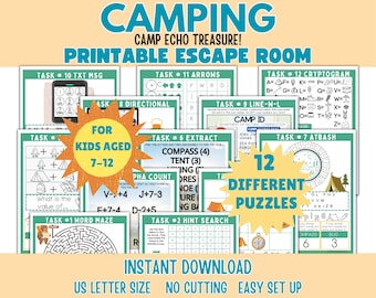 Camp Escape Room, Printable Escape Room for Kids, Kids party game, DIY Kids Escape Room activity, Camping Escape Room, Summer Escape Room